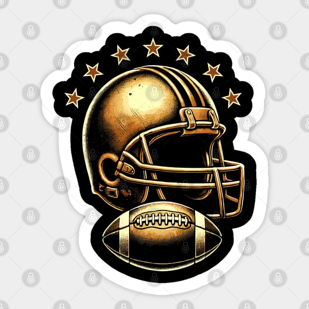 Retro Golden Football Helmet Sticker by JessArty